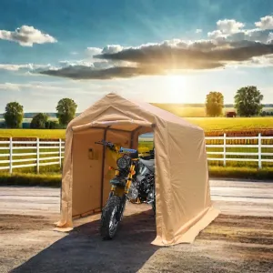 WAWON Outdoor Portable Sand Gazebo Storage Shelter Shed 7x8 ft with Roll Up Zipper Doors & Vents Carport for Motorcycle - Waterproof UV Resistant Garage Kit Tent