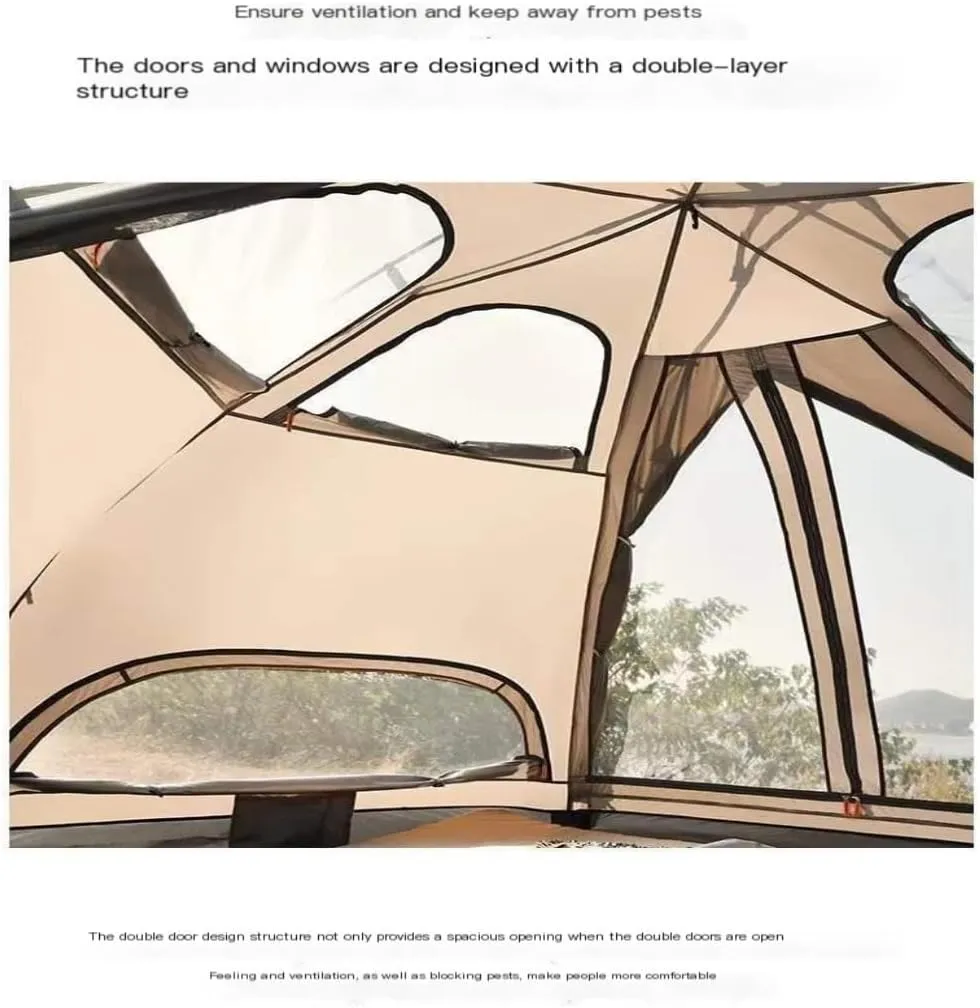 Weatherproof Tents Camping Tent Automatic Tent Double-Layer Outdoor Camp Picnic Portable Quick-Open Tent Automatic Mushroom Tent Camping and Hiking Tents