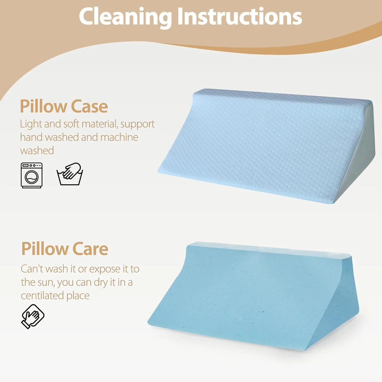 Wedge Pillow for Side Sleeping, Memory Foam Back Pillow Positioners for Side Sleeper, Preventing Bedsores, After Surgery, Pregnancy Support, Ankle Support, Bed Wedge Pillow