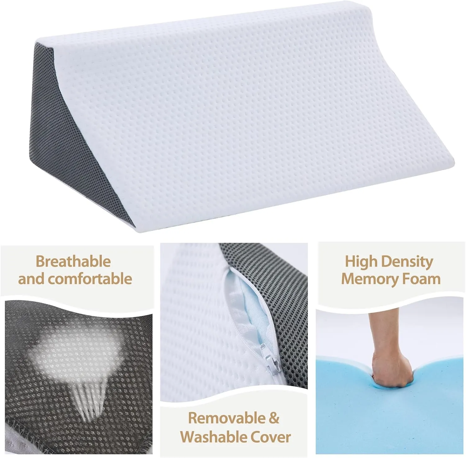 Wedge Pillow for Side Sleeping, Side Sleeper Body Back Positioners for Back Pain, Preventing Bedsores, After Surgery, Pregnancy Support, Ankle Support, Bed Wedge Pillow for Side Sleepers