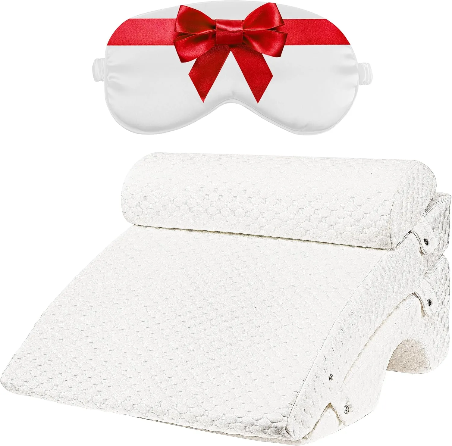 Wedge Pillow for Sleep Apnea with Extra Sleep Mask, 8 & 12 Inch Adjustable Wedge Pillow for Acid Reflux Relief, Washable Cover, Memory Foam Sleep Apnea Pillow for Back support, Leg, Knee & Acid reflux
