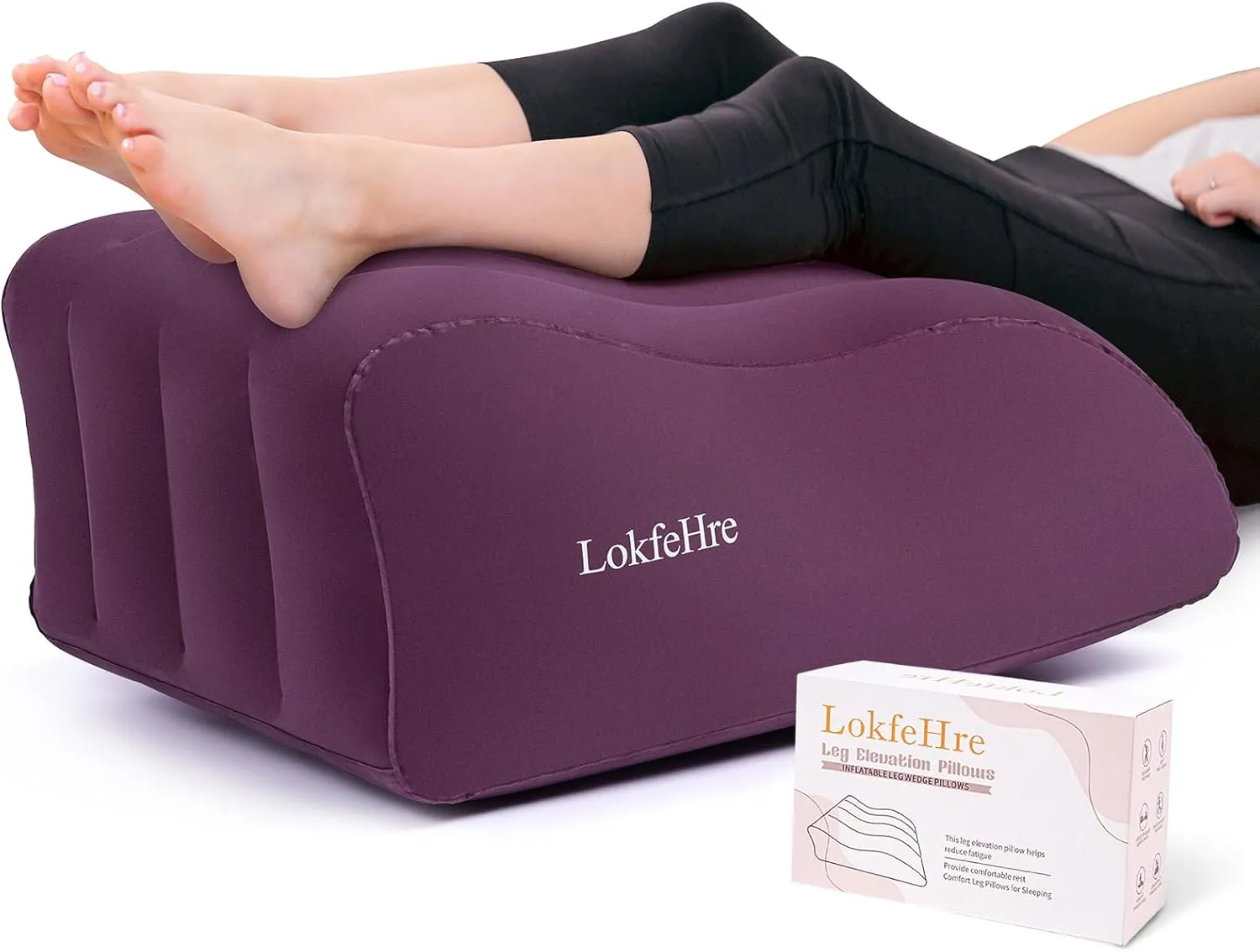 Wedge Pillow for Sleeping - Inflatable Leg Elevation Pillow for Swelling,Circulation,Leg & Back Pain Relief,Leg Support Polyvinyl Chloride Pillow for After Aurgery,Hip (Purple, Large)