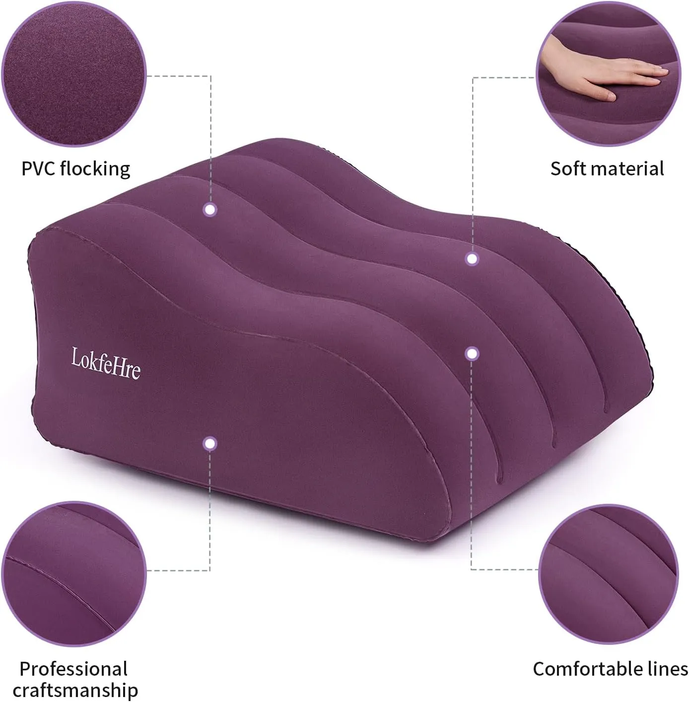 Wedge Pillow for Sleeping - Inflatable Leg Elevation Pillow for Swelling,Circulation,Leg & Back Pain Relief,Leg Support Polyvinyl Chloride Pillow for After Aurgery,Hip (Purple, Large)