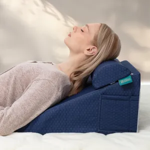 Wedge Pillow with Extra Bolster, Bed Wedge Pillow for Sleep Apnea, Acid Reflux Relief, Back Pain, After Surgery, 30 Degree Wedge Pillow for Sleeping Foam Wedge Cushion for Headboard