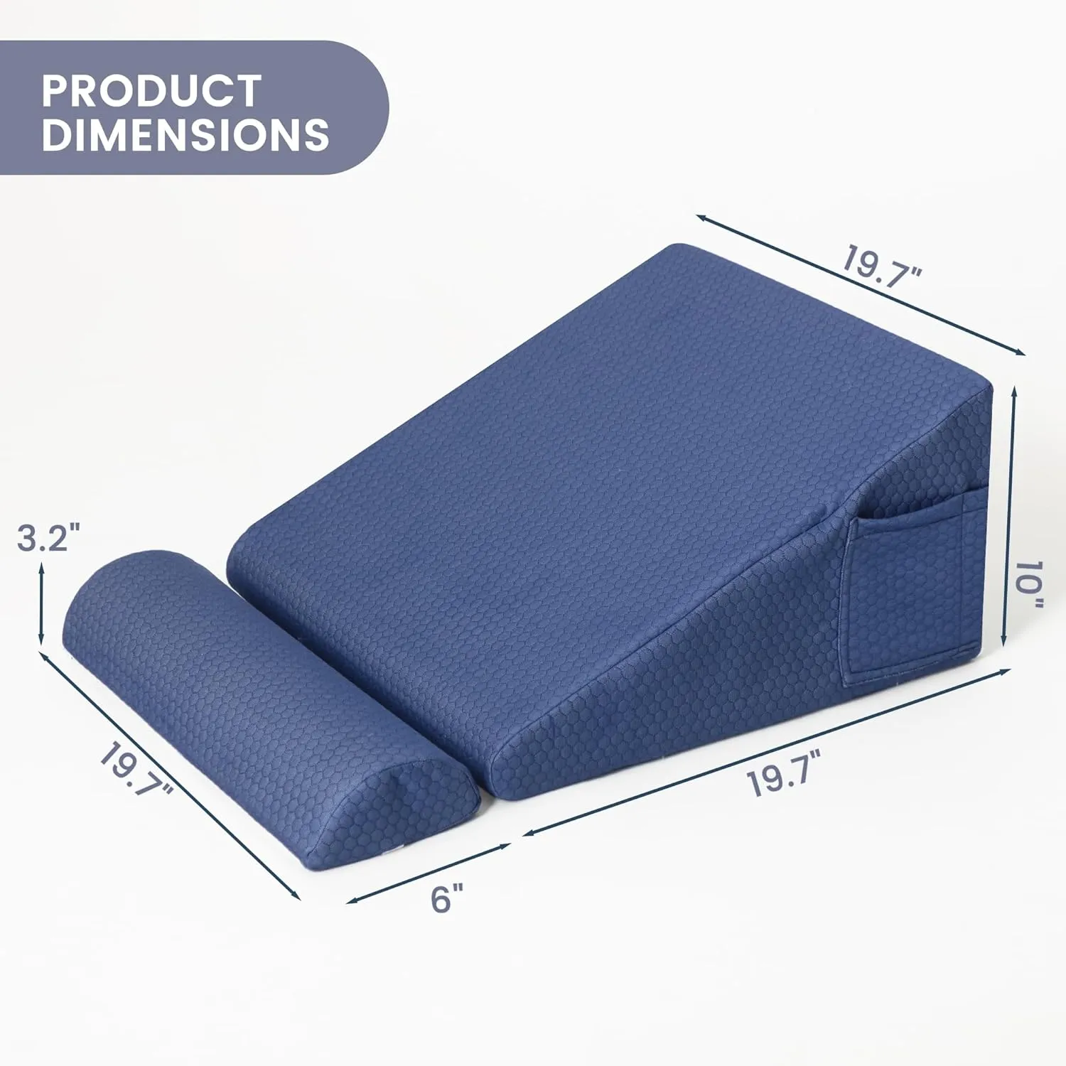 Wedge Pillow with Extra Bolster, Bed Wedge Pillow for Sleep Apnea, Acid Reflux Relief, Back Pain, After Surgery, 30 Degree Wedge Pillow for Sleeping Foam Wedge Cushion for Headboard