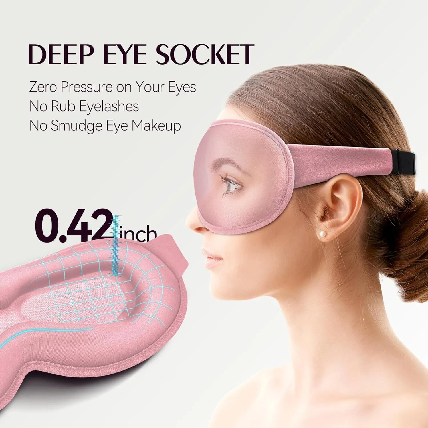 Weighted Sleep Mask 2 Pack - 3D Contoured Eye Masks for Sleep, Best Blackout Sleep Masks for Women Men, Eye Mask for Travel, Meditation, Airplane, Memory Foam, Adjustable Strap, Black Pink