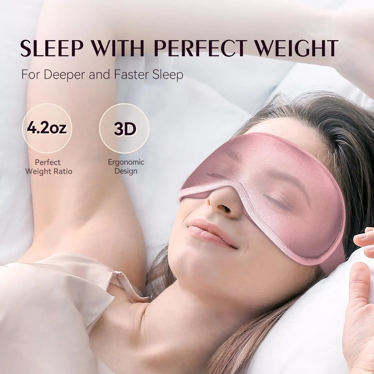 Weighted Sleep Mask 2 Pack - 3D Contoured Eye Masks for Sleep, Best Blackout Sleep Masks for Women Men, Eye Mask for Travel, Meditation, Airplane, Memory Foam, Adjustable Strap, Black Pink