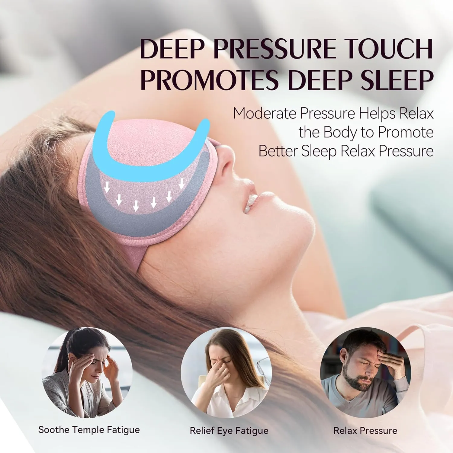 Weighted Sleep Mask 2 Pack - 3D Contoured Eye Masks for Sleep, Best Blackout Sleep Masks for Women Men, Eye Mask for Travel, Meditation, Airplane, Memory Foam, Adjustable Strap, Black Pink