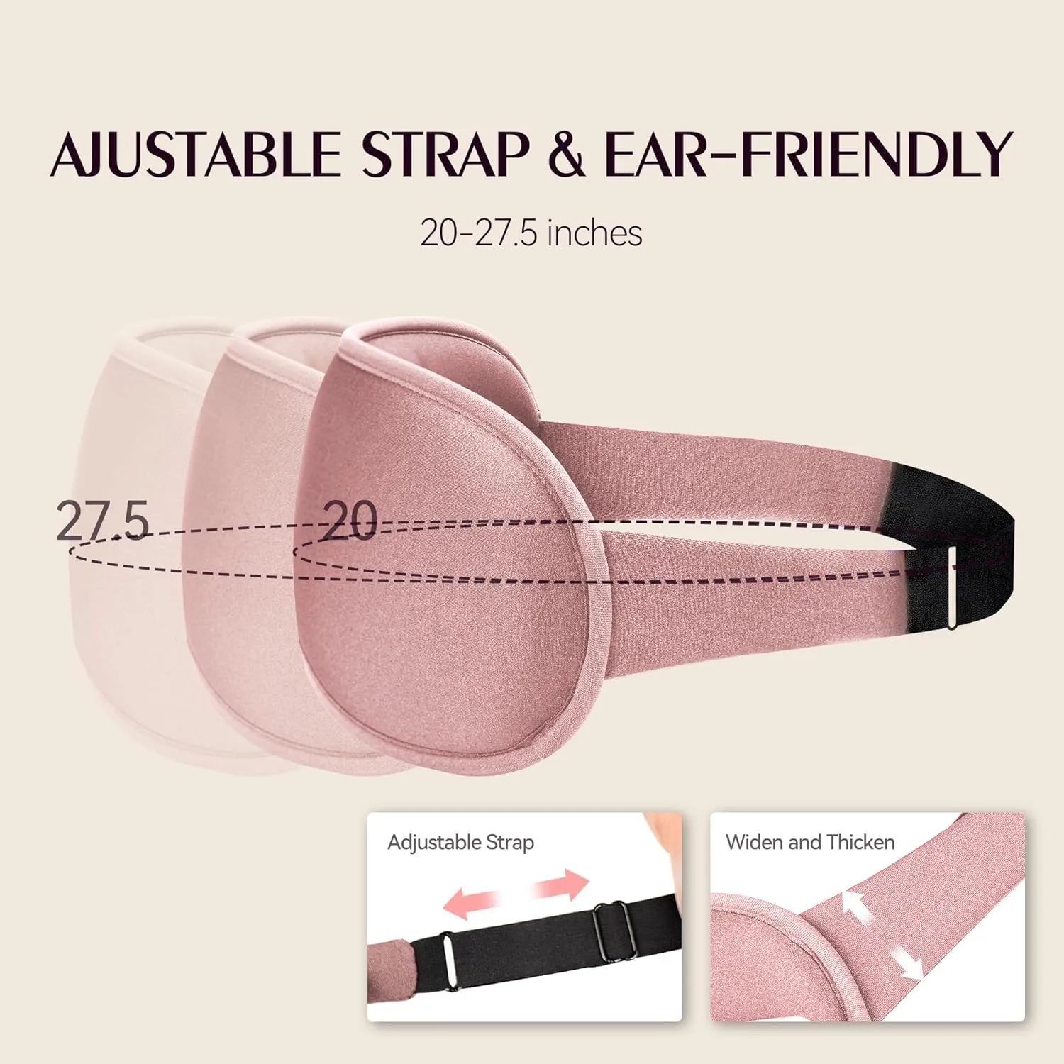 Weighted Sleep Mask 2 Pack - 3D Contoured Eye Masks for Sleep, Best Blackout Sleep Masks for Women Men, Eye Mask for Travel, Meditation, Airplane, Memory Foam, Adjustable Strap, Black Pink