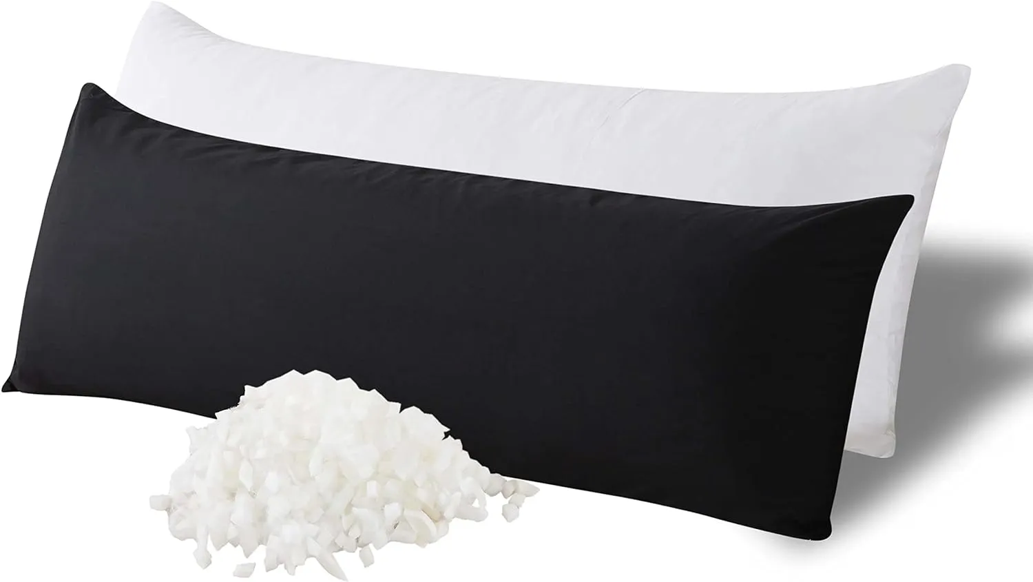 WhatsBedding Memory Foam Body Pillow with Breathable Zippered Cotton Cover, Full Body Pillow for Adults, Long Pillow for Sleeping, Firm Pillow Fluffy Supportive - Black