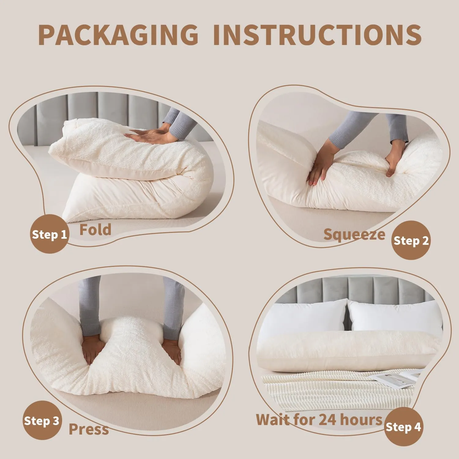 WhatsBedding Memory Foam Body Pillow with Plush Fuzzy Cover, Full Body Pillow for Adults, Long Pillow for Sleeping, Soft Pillow Fluffy Supportive