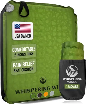 Whispering Winds Inflatable Seat Cushion - Comfortable Blow-up Foam Pad for Airplane, Travel, Stadium, Camping & Car