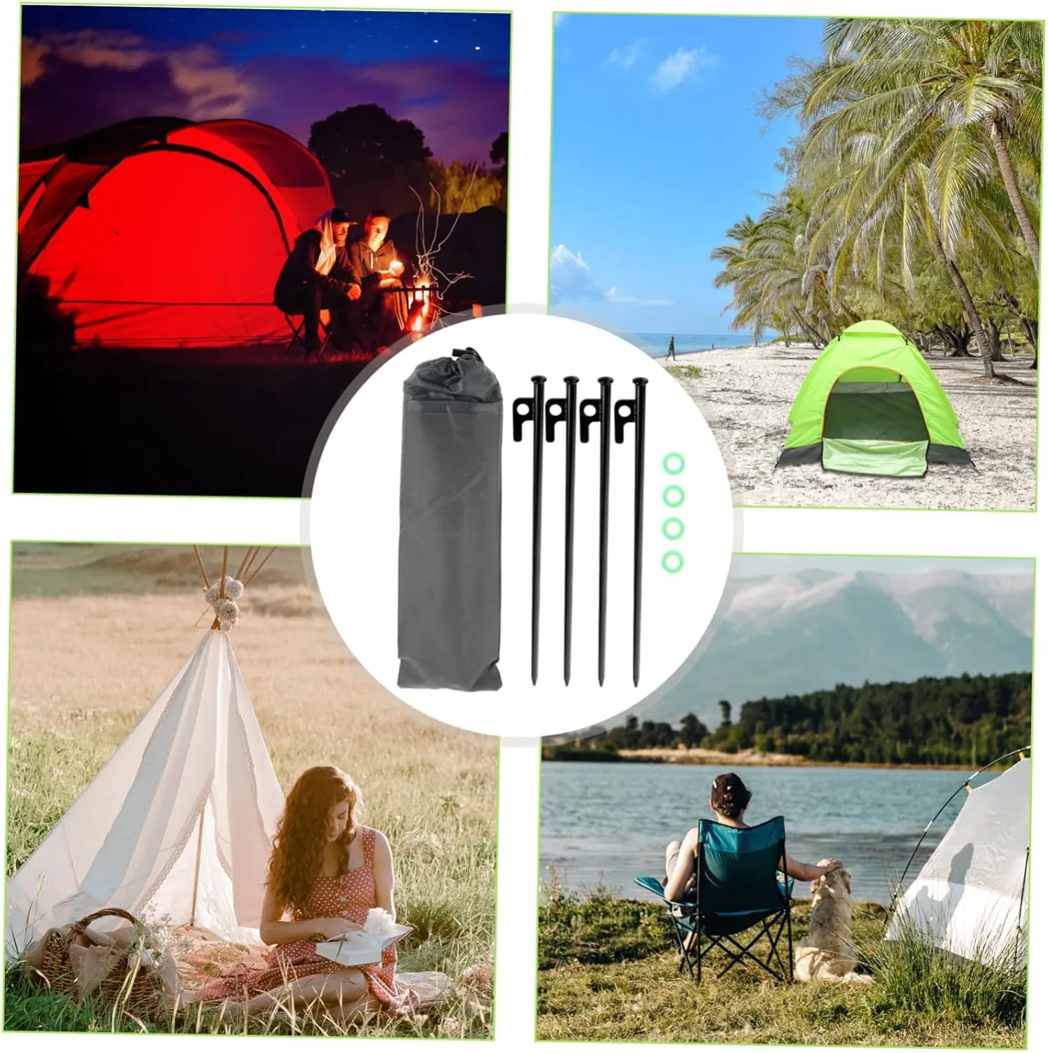 Windproof Canopy Floor Nail Set Heavy Duty Metal Stakes Tent Stakes for Sand Aluminum