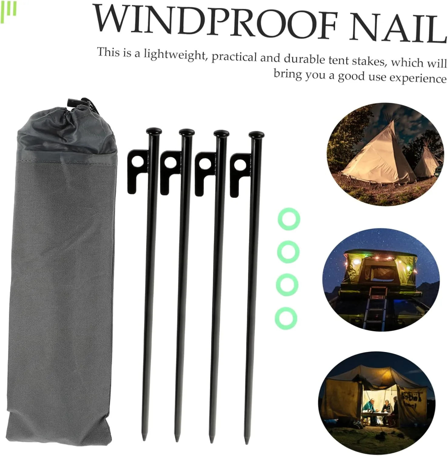 Windproof Canopy Floor Nail Set Heavy Duty Metal Stakes Tent Stakes for Sand Aluminum