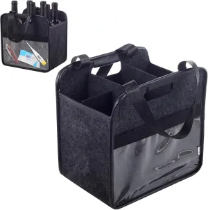 Wine Tote Bag, Reusable Wine Carrier Tote, Wine Bags for Wine Bottles Travel, Vacation Picnic Dinner Party, Camping and Picnic, Perfect Wine Lover Gift (Grey, 6 Bottle)
