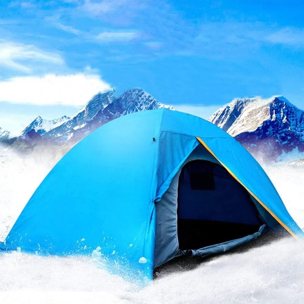 Winter Tent Season 4 Dome Tent Stand-Alone Wind and Waterproof Hiking Camping Backpack Mountaineering Tent Portable Design for Family Short Weekends