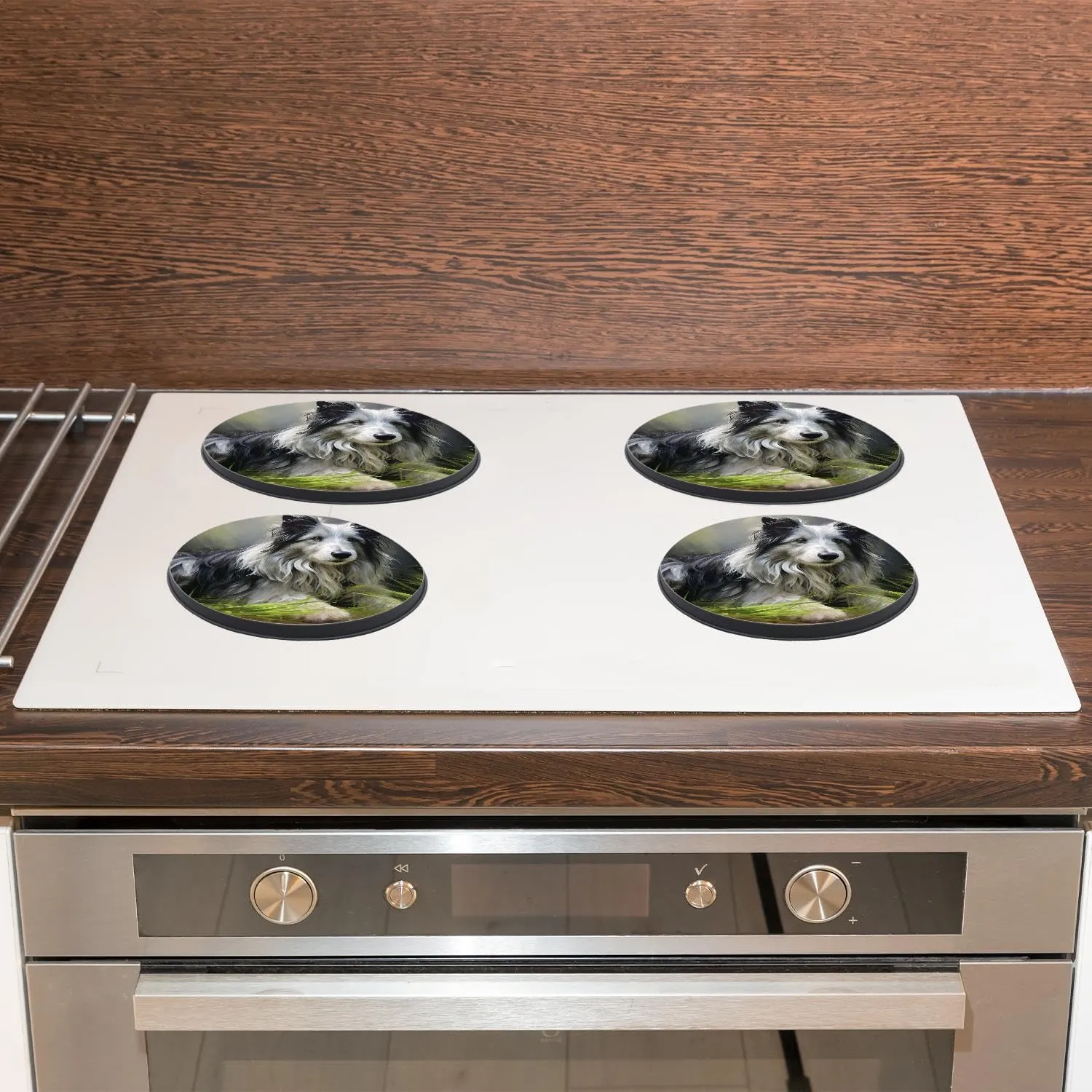 Wolf Animal Pattern Picture Set of 4 Stove Burner Covers - Premium Round Electric Stove Range Protectors,8 IN & 10 IN