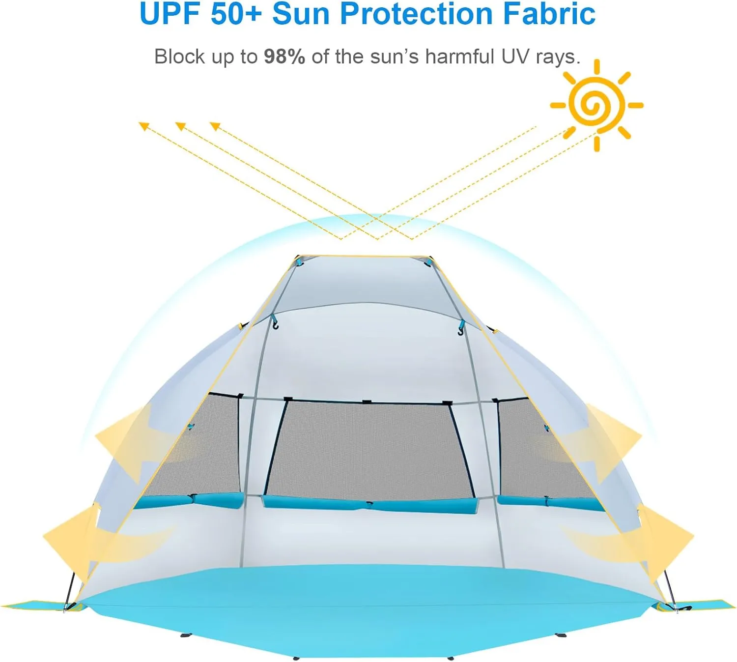 WolfWise Beach Tent Anti-UV Portable Sun Shade Shelter Blue