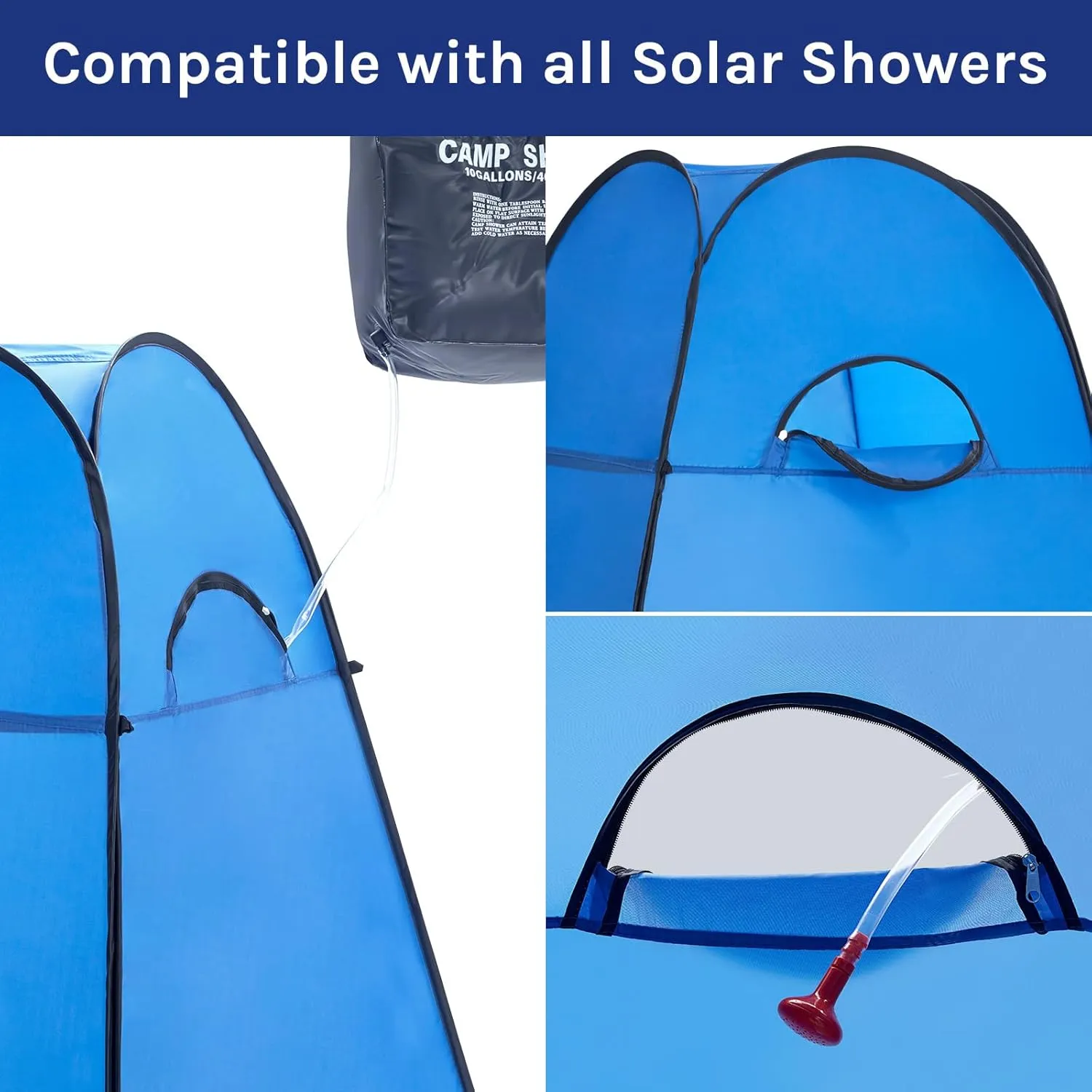 WolfWise Portable Pop Up Privacy Shower Tent, Spacious Changing Room, Dressing Room, Sun Sunshade Canopy Outdoor Rain Shelter, Backpack Privacy Shelters for Camping, Hiking, Beach, Toilet, Large Blue