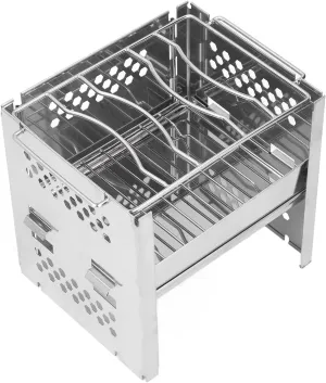 Wood Burning Camp Stoves, Potable Folding Stainless Steel Backpacking Stove, BBQ Cooker for Picnic BBQ Cooker Potable Outdoor Camp