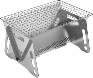 Wood Stove Wood Burning Folding with Stand Portable Stainless Steel Backpacking Stove for Hiking