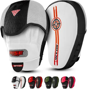 WYOX Boxing Pads Curved Focus Mitts, Hook and jab Training Pads, Adjustable Strap Ventilated, MMA Muay Thai Kickboxing Coaching Martial Arts Punching Hand Target Strike Shield