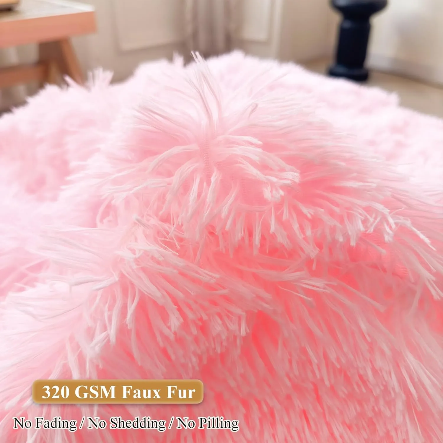 XeGe Faux Fur Comfy Bean Bag Cover for Living Room(No Filler), Fluffy Stuffed Animal Storage Bean Bag Chair Cover Home Decor, Furry Fuzzy Big Gaming Bean Bag Cover Adults Kids Girls, Anti-Slip, Pink