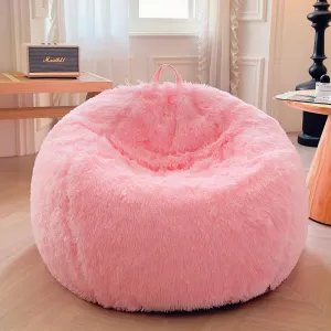 XeGe Faux Fur Comfy Bean Bag Cover for Living Room(No Filler), Fluffy Stuffed Animal Storage Bean Bag Chair Cover Home Decor, Furry Fuzzy Big Gaming Bean Bag Cover Adults Kids Girls, Anti-Slip, Pink