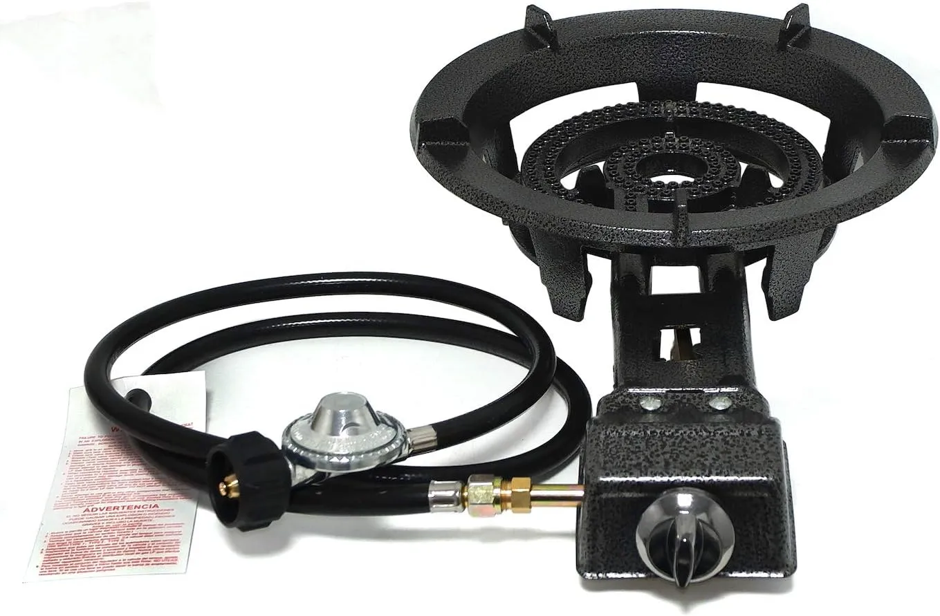 XKMT- Camping Portable Propane 32,000 BTU Gas Burner Stove With Hose Kit Jumbo Super Supergas Camp Tailgating [P/N: ET-COOK008-RAW]