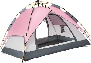 XPSSJMU Large Space Camping Tent for Hiking (Pink) - Double Layer Tent, Perfect for Outdoor Adventures in Style and Comfort