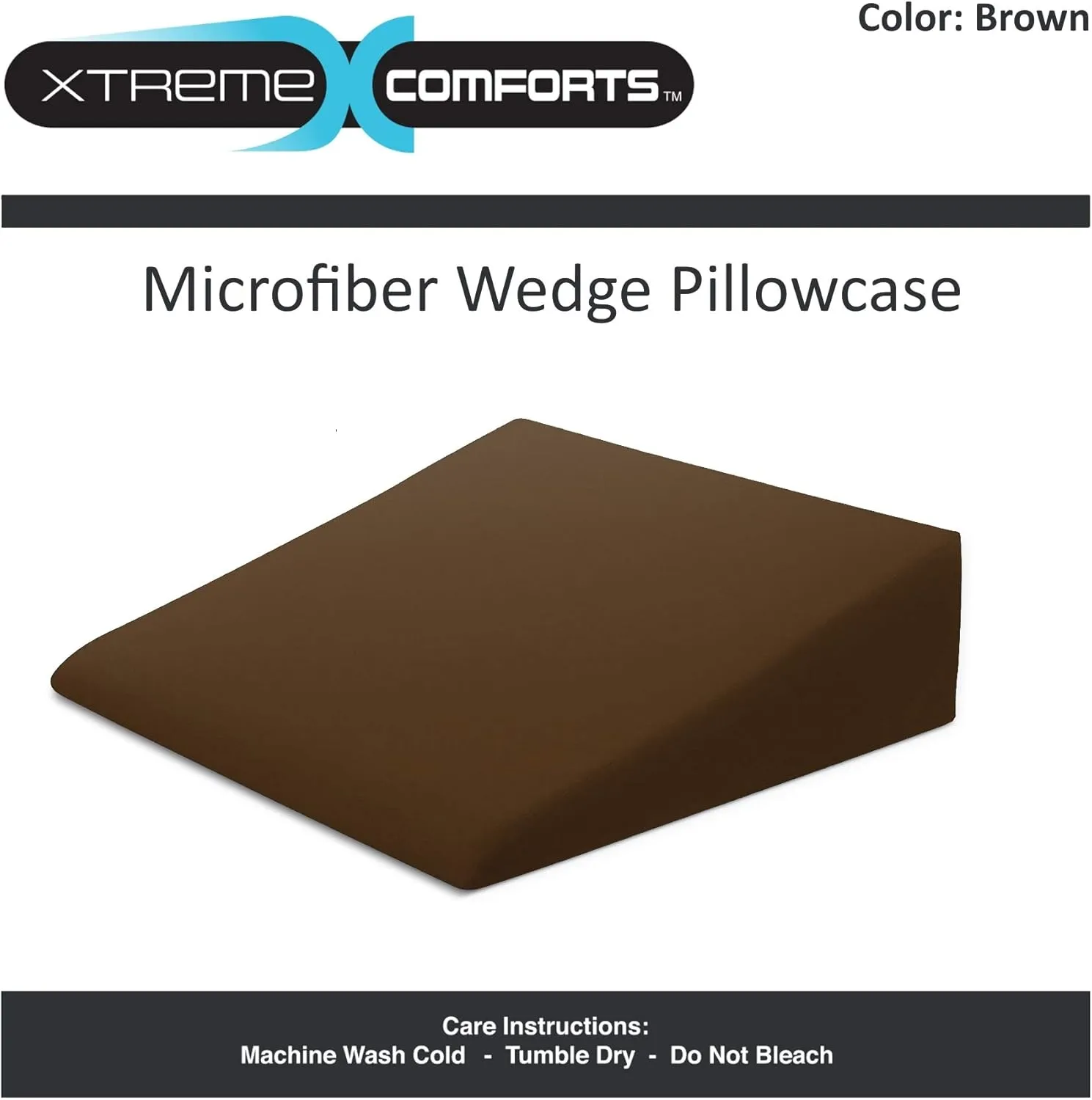 Xtreme Comforts Wedge Pillow Cover - Allergy-Friendly & Easy to Clean Cover - Fits Our (27" x 25" x 7") Wedge Pillow – Brown