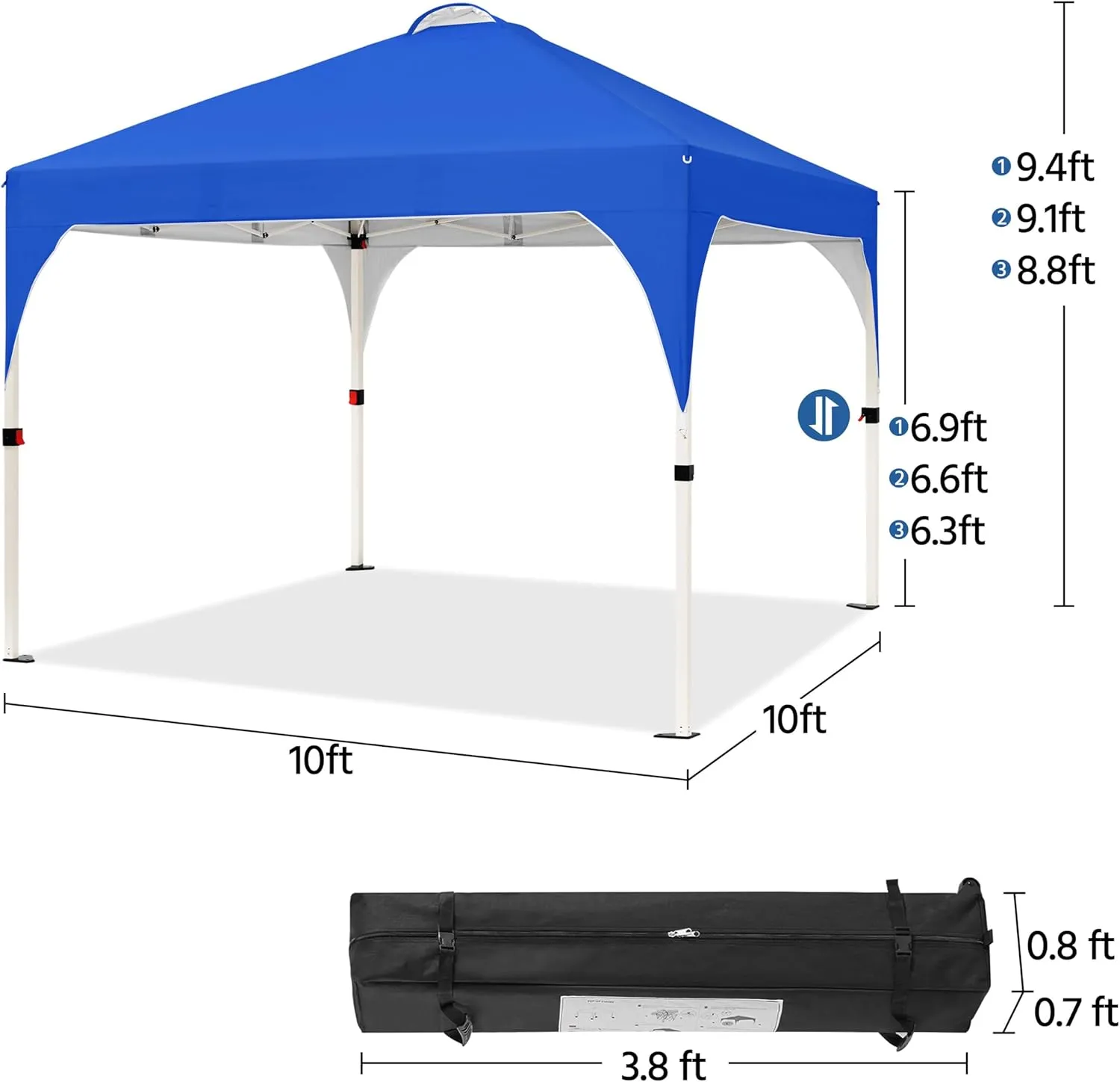 Yaheetech 10x10 Pop Up Canopy Tent with Vent, Easy Set Up Tent, Instant Sun Shelter Canopy with Wheeled Bag, 4 Sandbags, 12 Stakes & 4 Ropes, for Parties, Beach, Outdoor, Blue