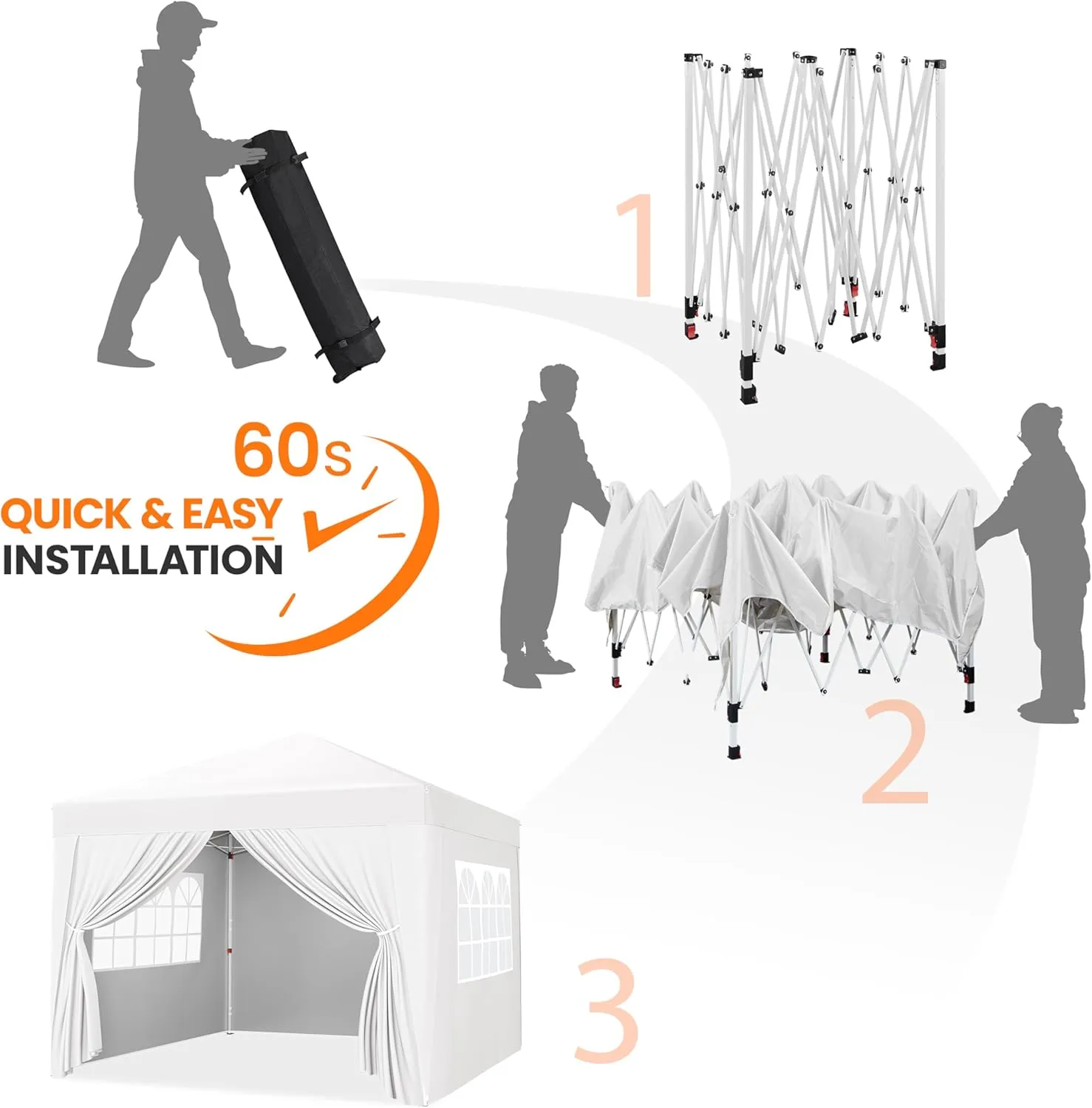 Yaheetech 10x10 Pop Up Canopy with 4 Removable Sidewalls, Portable Enclosed Instant Tent, Waterproof Outdoor Tent, Beach Sun Shelter with 4 Sandbags, 12 Stakes & 4 Ropes, White