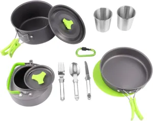 YARNOW 1-2 Person Lightweight Camping Cookware Kit Non-Stick Cooking Set Utensil Kit Portable Cutlery Essential Camping Supplies