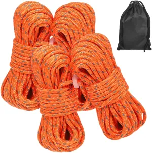 YARNOW 4pcs Outdoor Reflective Camping Rope with Storage Bag High Visibility Tent Cord for Secure Hiking and Climbing Gear Windproof Tensioner for Versatile Use
