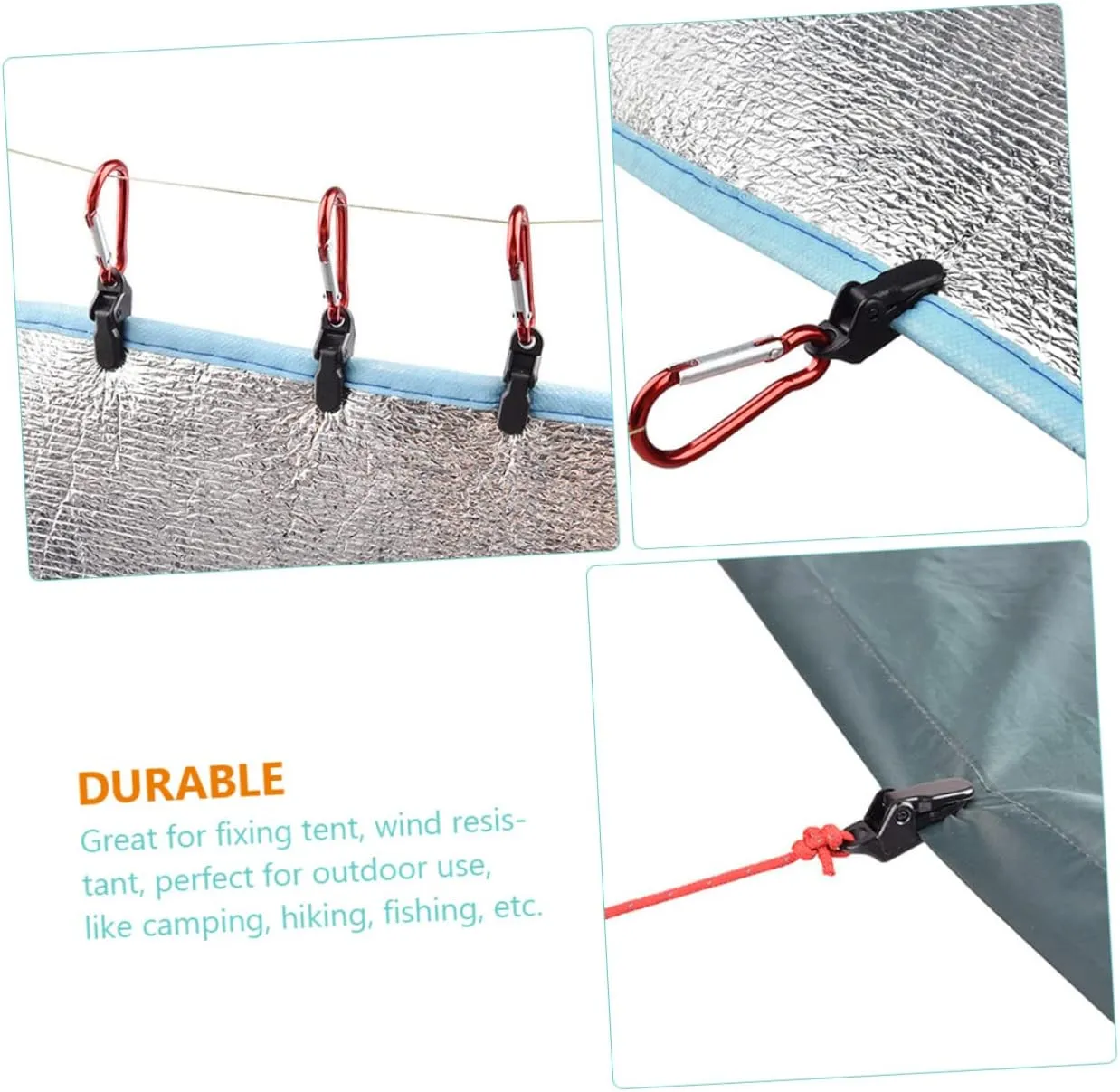 YARNOW Camper Camping Tent Clamp Tent Tighten Lock Clips Tents Clamps Windproof Reinforced Clamping Tent Clip