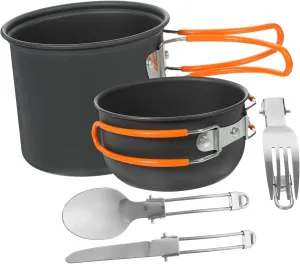 YARNOW Picnic Supplies Metal Camping Cookware Grey Titanium Camping Cookware Kit Aluminum Alloy