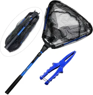 YHC Freshwater Saltwater Fishing Floating Fishing Net Extra Strong Foldable Fishing Net Rubber Coated Fish Landing Net