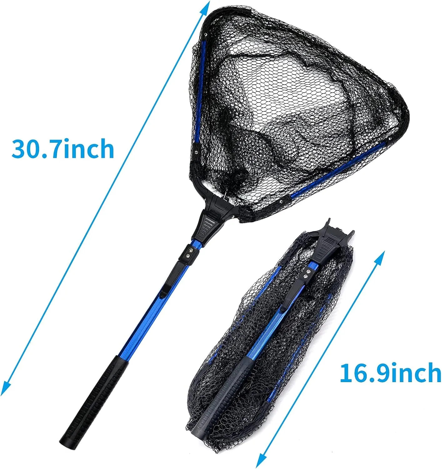 YHC Freshwater Saltwater Fishing Floating Fishing Net Extra Strong Foldable Fishing Net Rubber Coated Fish Landing Net