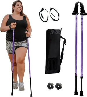 York Nordic Big and Tall Motivator Walking Poles for Balance and Rehab - 2 Pieces - Strong Push Button Locks, Detachable Rubber Feet, Travel Bag - for Heights 4' up to 7' feet and Weights up to 500lbs