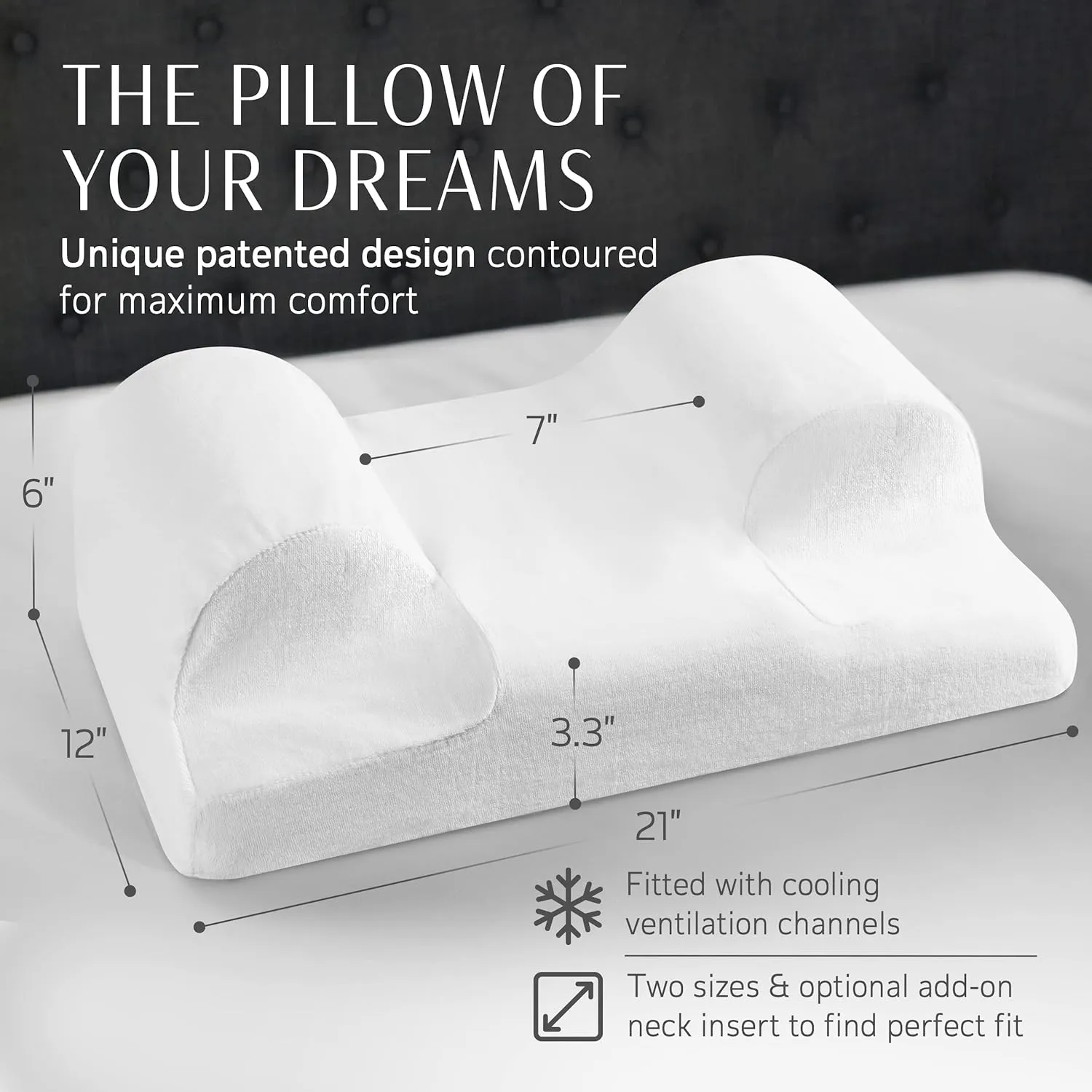 YourFacePillow, Back Sleeper Beauty Pillow, Cervical Neck Pillow, Patented Contour Memory Foam Pillow, Ergonomic Neck, Back and Shoulder Support. Back Sleeping Reduces Pressure on Skin - Standard