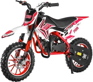 YOXIER 50cc Dirt Bike, 2-Stroke Kid Dirt Bike, Dirt Bikes for Kids 8-14, Off Road Gas Power Mini Pocket Motorcycle with Front Rear Disc Brakes, Mini Dirt Scooter Bike with Max Load 330Lbs Red
