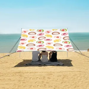 Yummy Japanese Sweet Mochi Beach Camping Tent Sun Shelter for Whole Family, Beach Shade Canopy with UPF50  UV Protection,Easy Set Up and Carry,Outdoor Shade for Trips, Fishing, Backyard Fun Pi