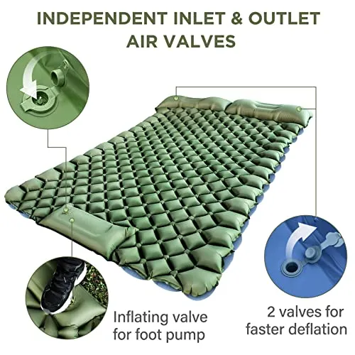 Yuzonc Double Camping Sleeping Pad, Inflatable Camping Pad