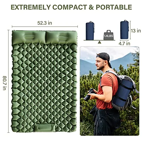Yuzonc Double Camping Sleeping Pad, Inflatable Camping Pad