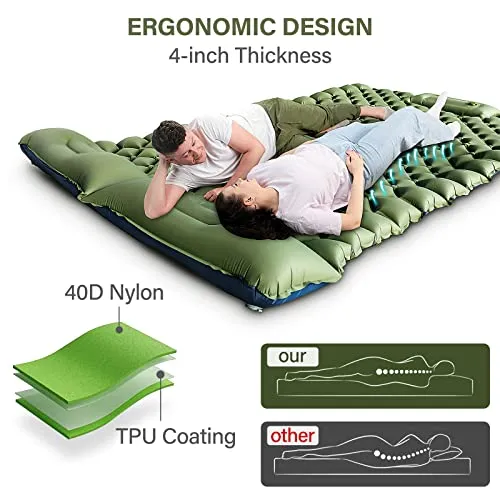 Yuzonc Double Camping Sleeping Pad, Inflatable Camping Pad