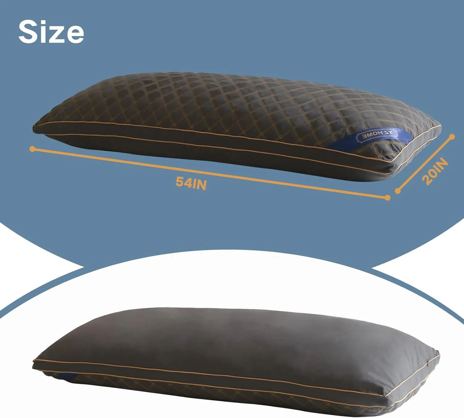 YZ HOME Long Body Pillow for Adults - Firm Body Pillow Insert with Shredded Blue Memory Foam, Adjustable Height, Soft Support for Side Sleeping, Pregnant Women, Washable (20x54 Inch, Grey)