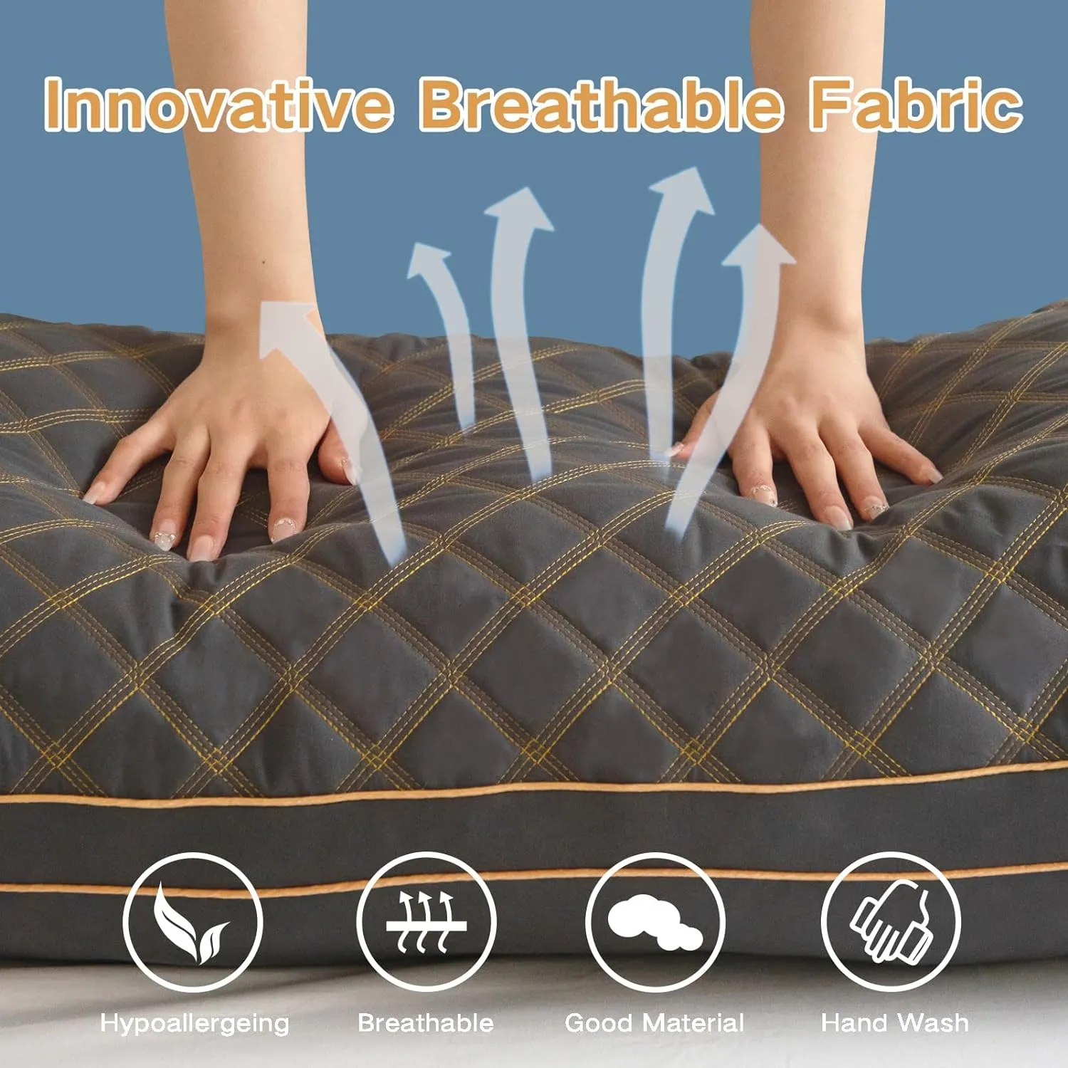 YZ HOME Long Body Pillow for Adults - Firm Body Pillow Insert with Shredded Blue Memory Foam, Adjustable Height, Soft Support for Side Sleeping, Pregnant Women, Washable (20x54 Inch, Grey)