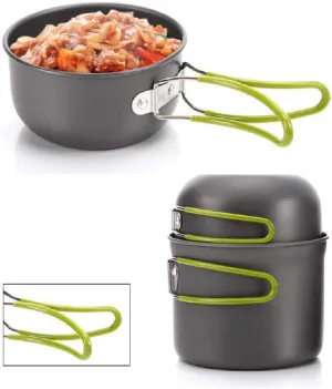 Z6 Portable Outdoor cookware 2-3 People Camping Folding Cutlery Set/nonstick pan and Bowl kit (Pot Kettle Set)