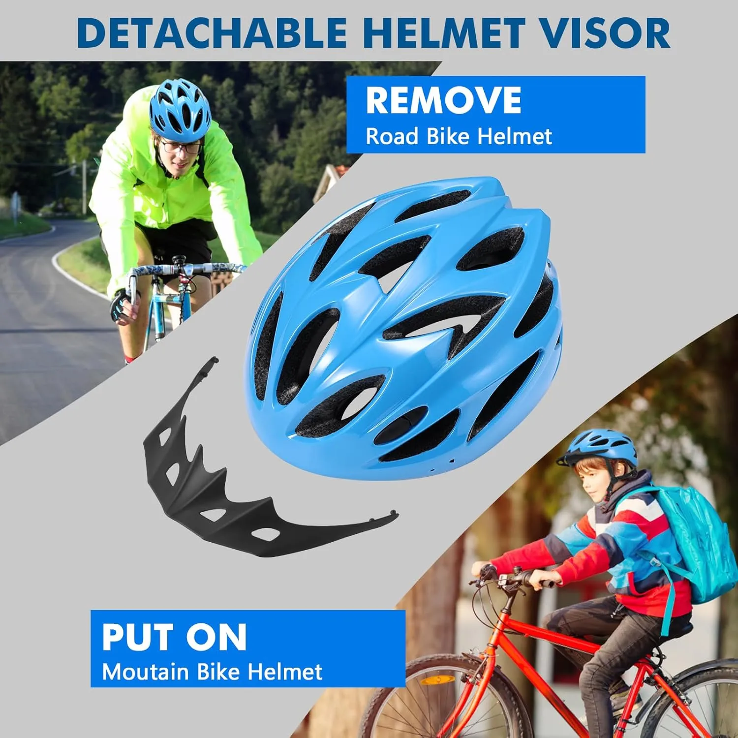 Zacro Kids Bike Helmet, Boys and Girls Youth Bike Helmets Fits Ages 5-8/8-14 Year Olds, Dial Fit Adjustment & Detachable Visor, Lightweight Bicycle Helmet for Mountain Cycling CPSC Safety Certified